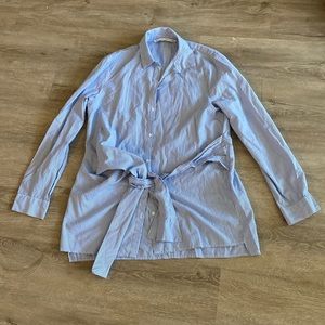 Zara Flowers Embroiled Long Sleeve Shirt with Tie in the Front